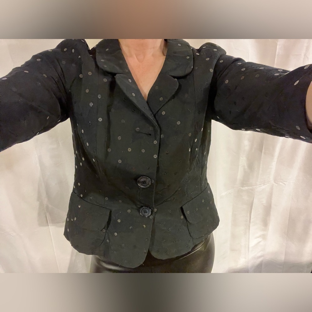 Sônia Bogner womens evening Jacket small Black Sequin Collar shimmer 3/4 sleeve  - Picture 16 of 16